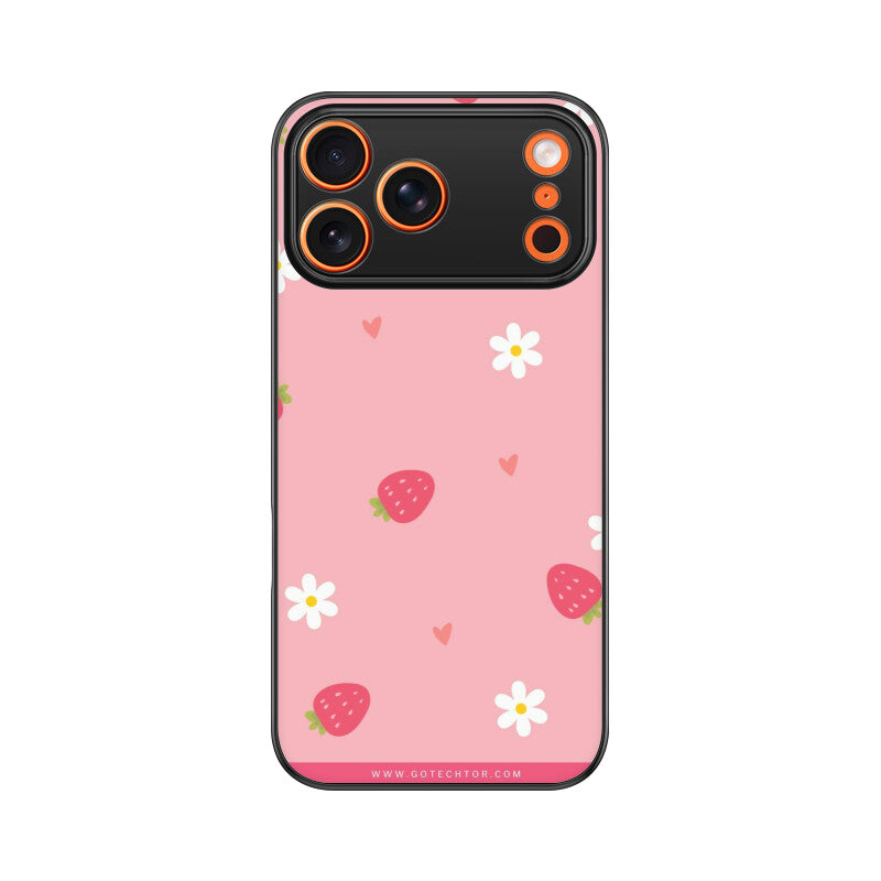 Strawberry Daisy Cute Aesthetic Glass Case