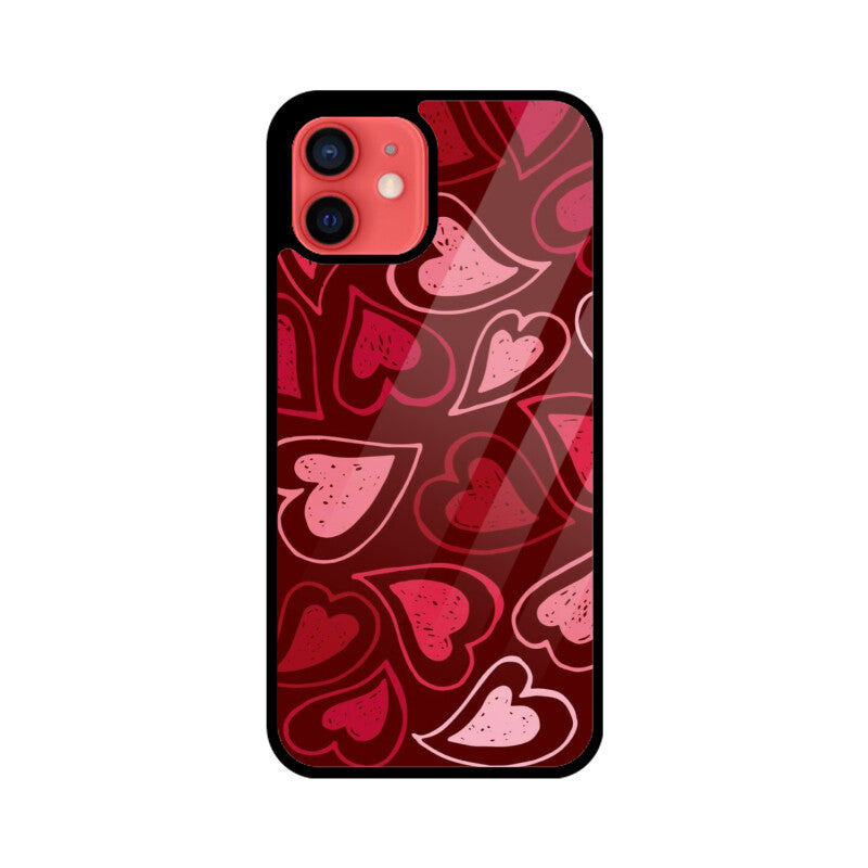 Red Heart Love Pattern Glass Case