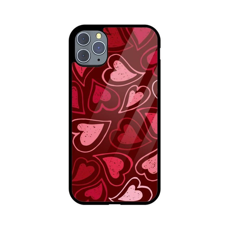 Red Heart Love Pattern Glass Case