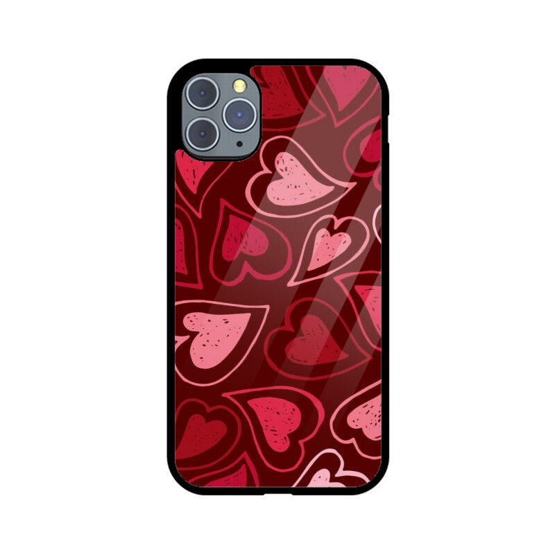 Red Heart Love Pattern Glass Case