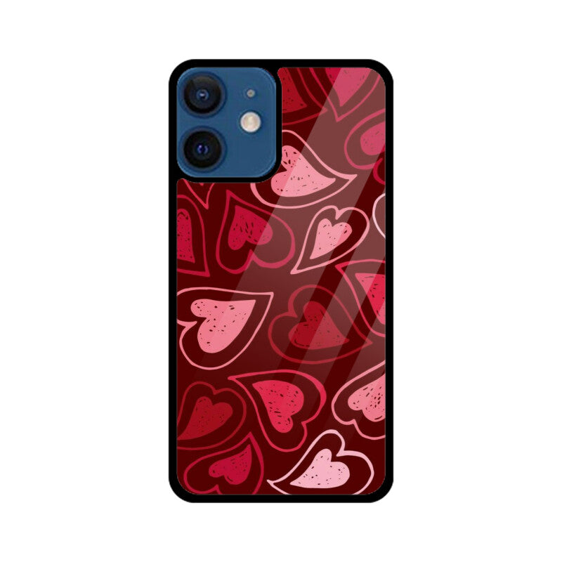 Red Heart Love Pattern Glass Case