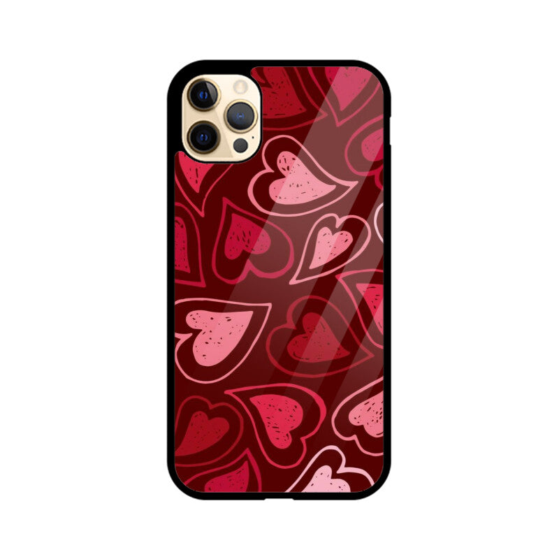 Red Heart Love Pattern Glass Case