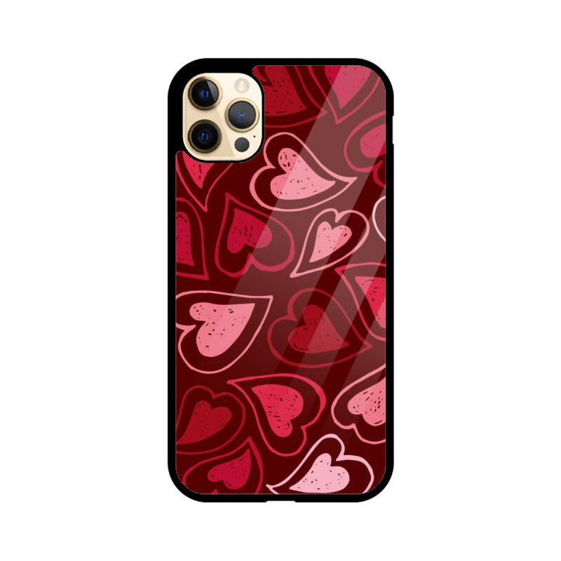 Red Heart Love Pattern Glass Case