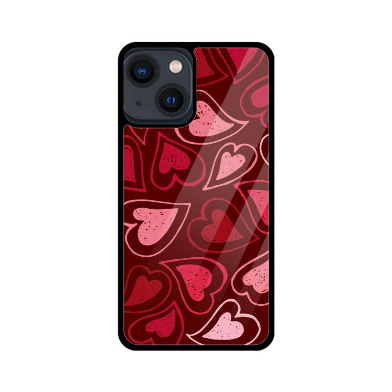 Red Heart Love Pattern Glass Case