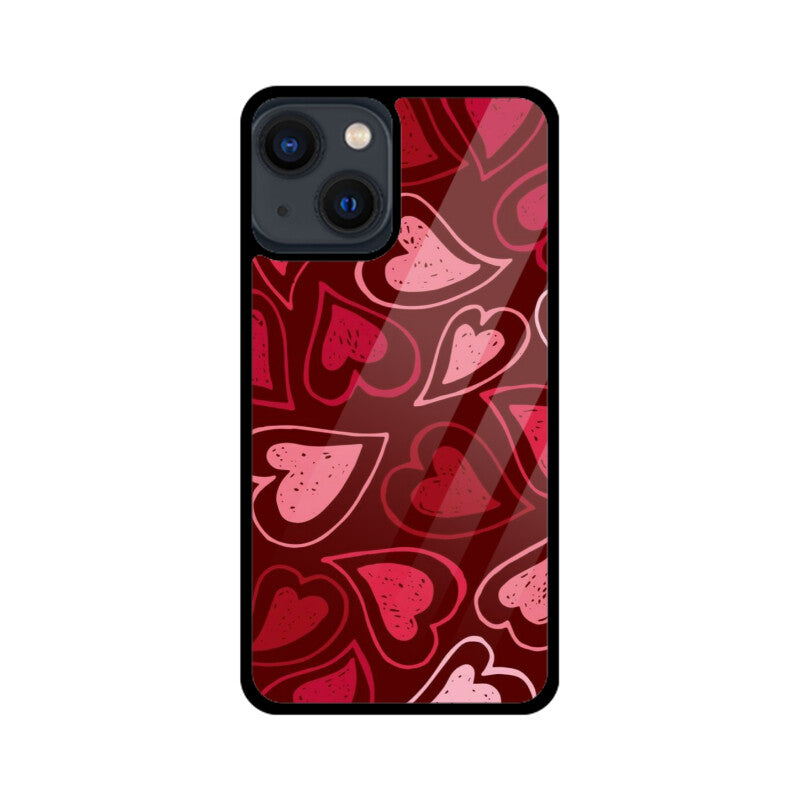 Red Heart Love Pattern Glass Case