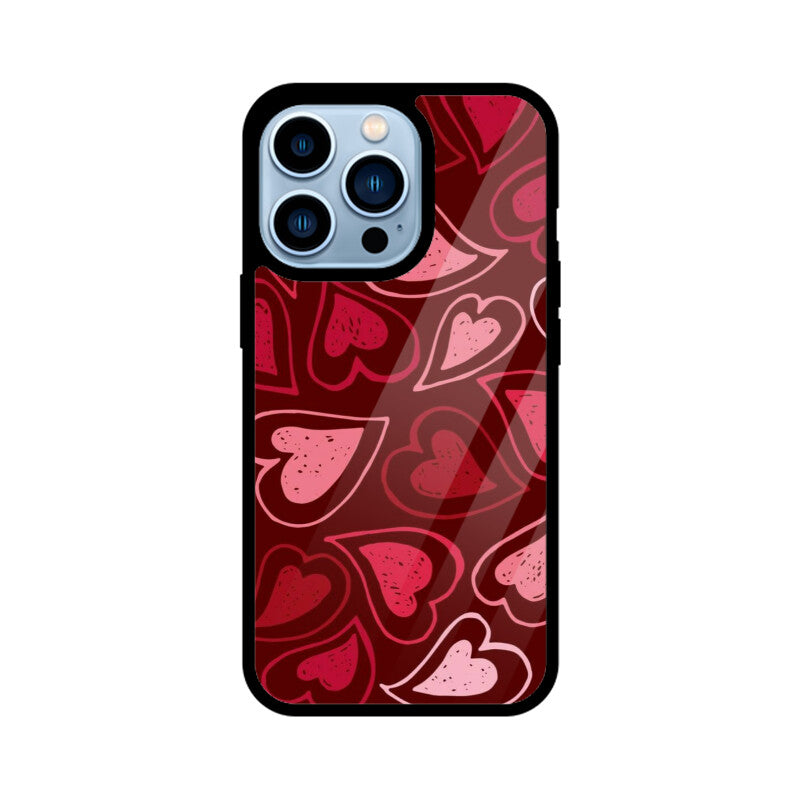 Red Heart Love Pattern Glass Case