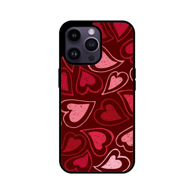 Red Heart Love Pattern Glass Case