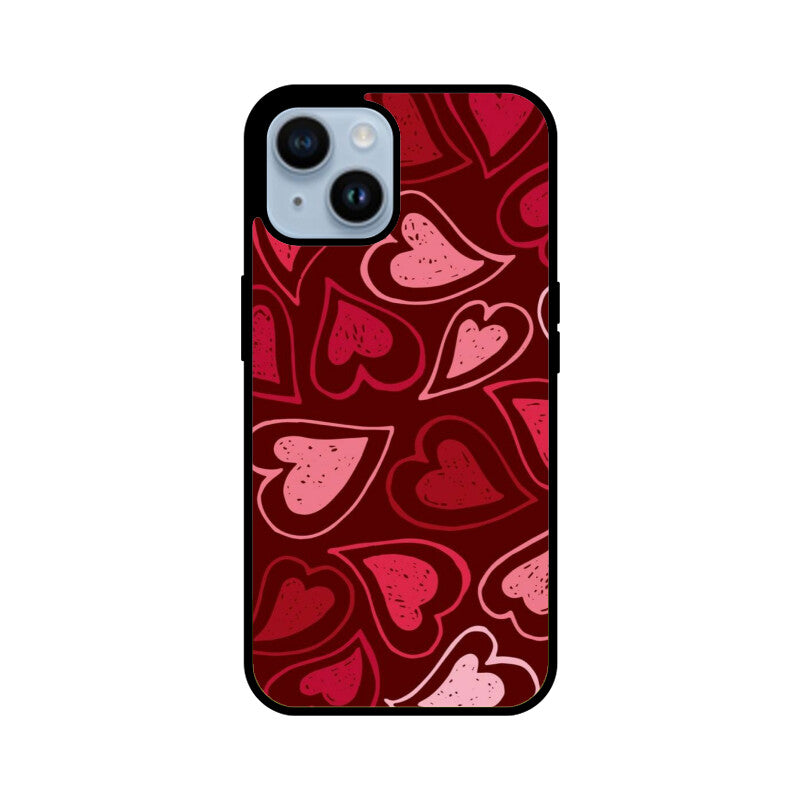 Red Heart Love Pattern Glass Case