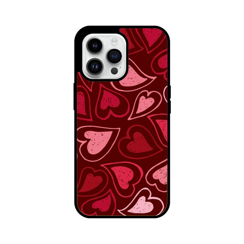 Red Heart Love Pattern Glass Case