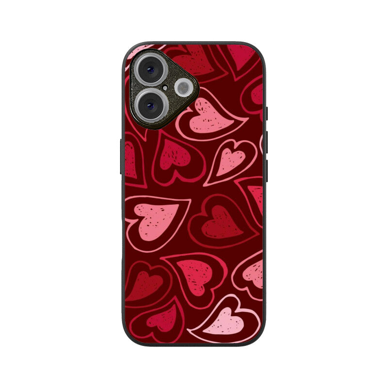 Red Heart Love Pattern Glass Case