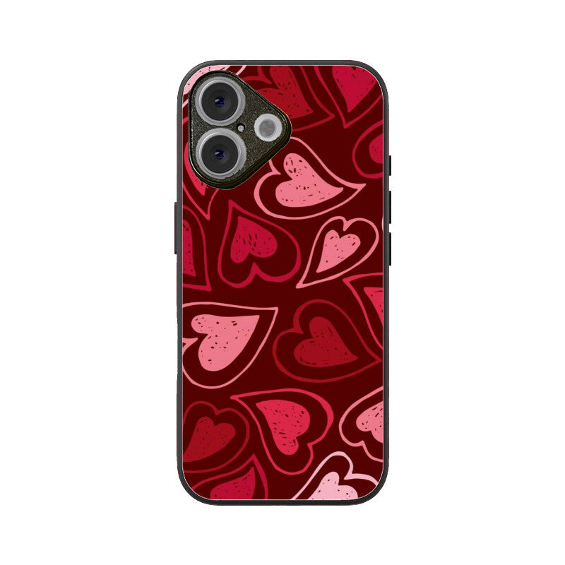 Red Heart Love Pattern Glass Case