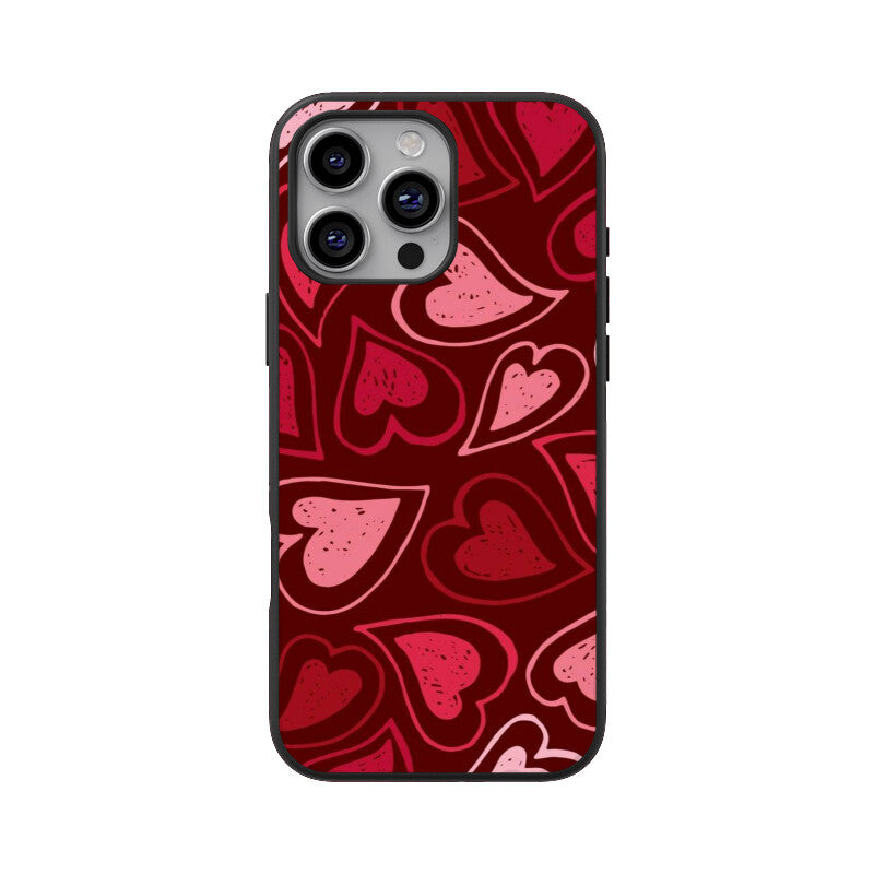Red Heart Love Pattern Glass Case