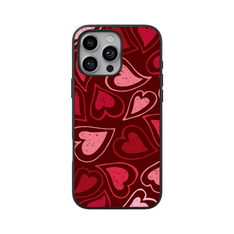 Red Heart Love Pattern Glass Case