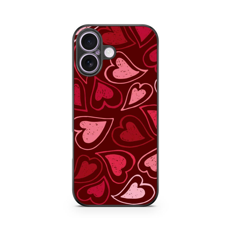 Red Heart Love Pattern Glass Case