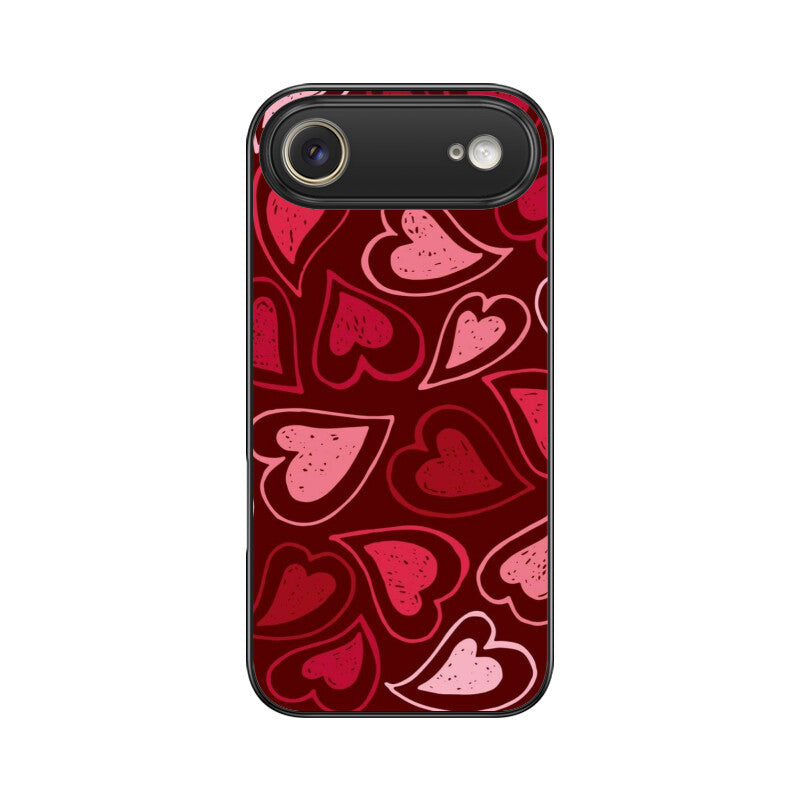 Red Heart Love Pattern Glass Case