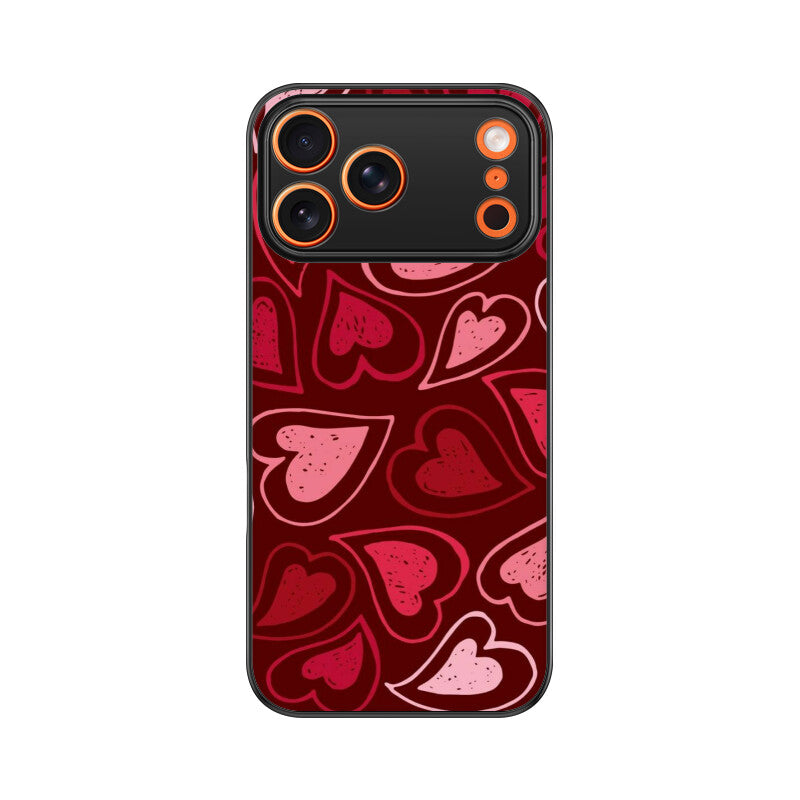 Red Heart Love Pattern Glass Case