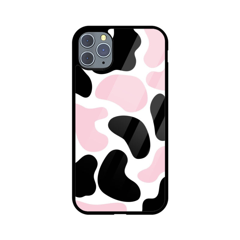Pink Cow Print Aesthetic Glass Case