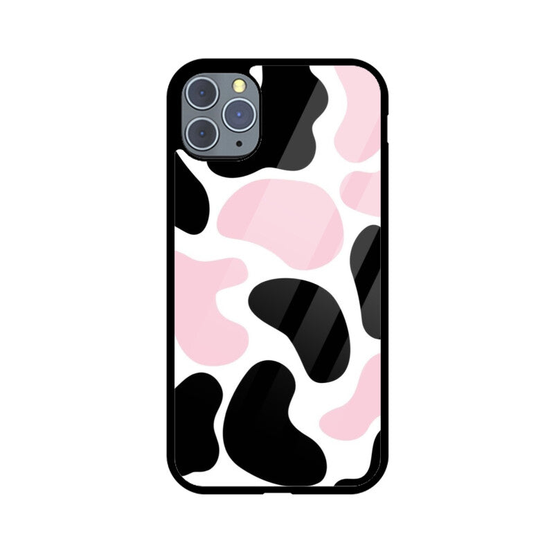 Pink Cow Print Aesthetic Glass Case