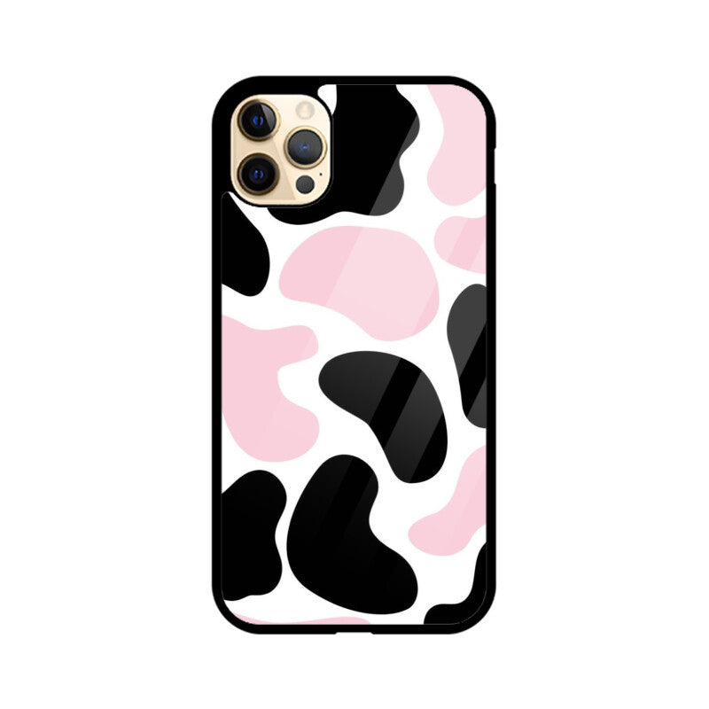 Pink Cow Print Aesthetic Glass Case