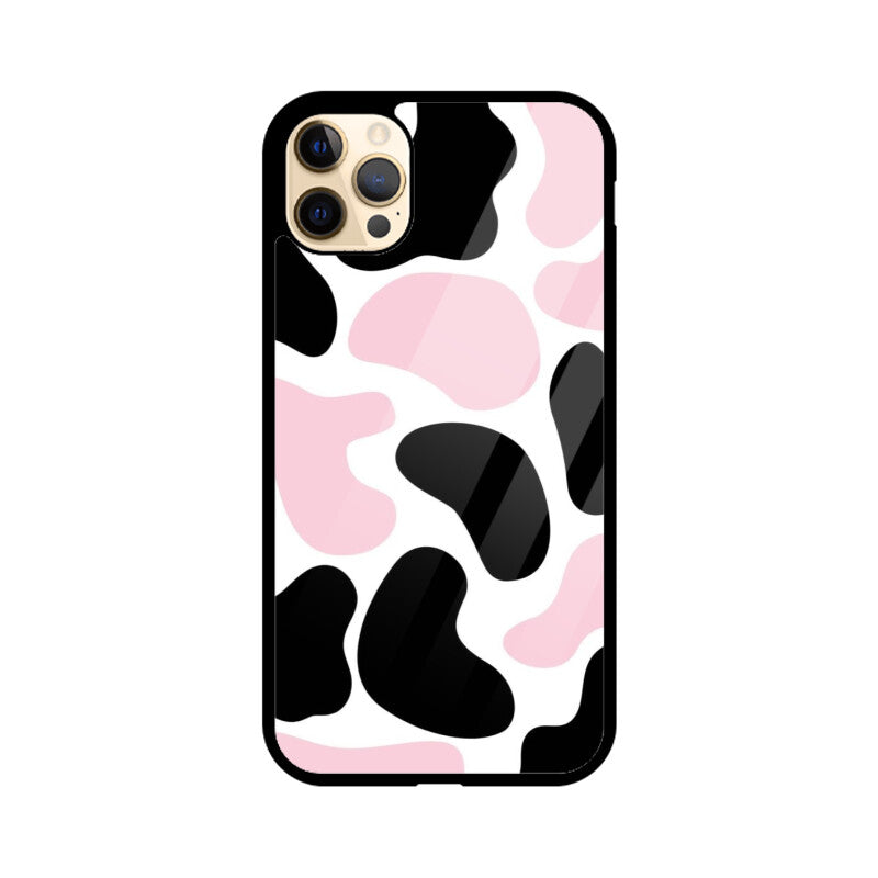Pink Cow Print Aesthetic Glass Case