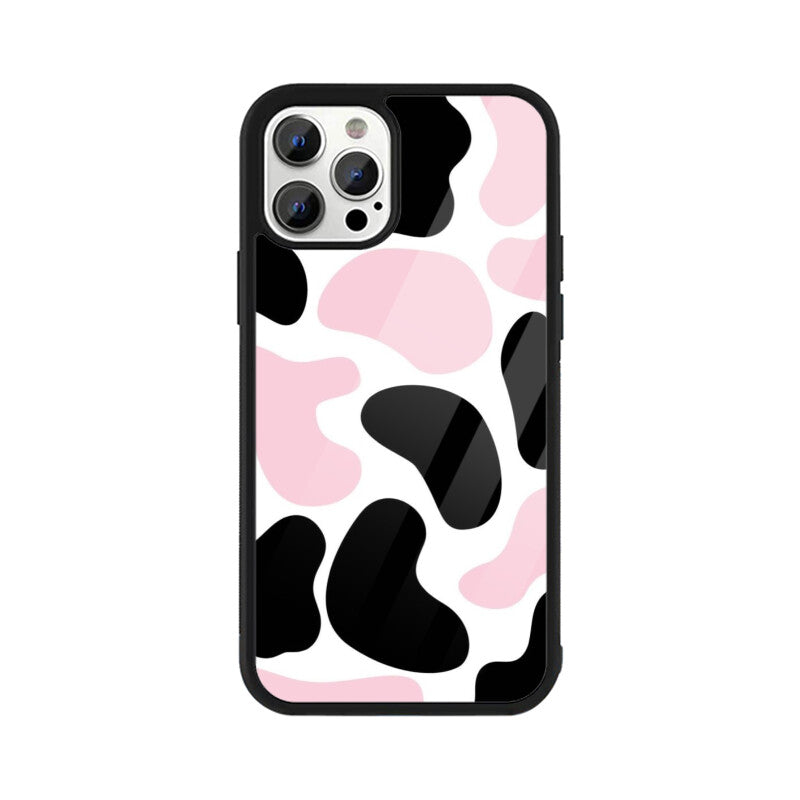 Pink Cow Print Aesthetic Glass Case