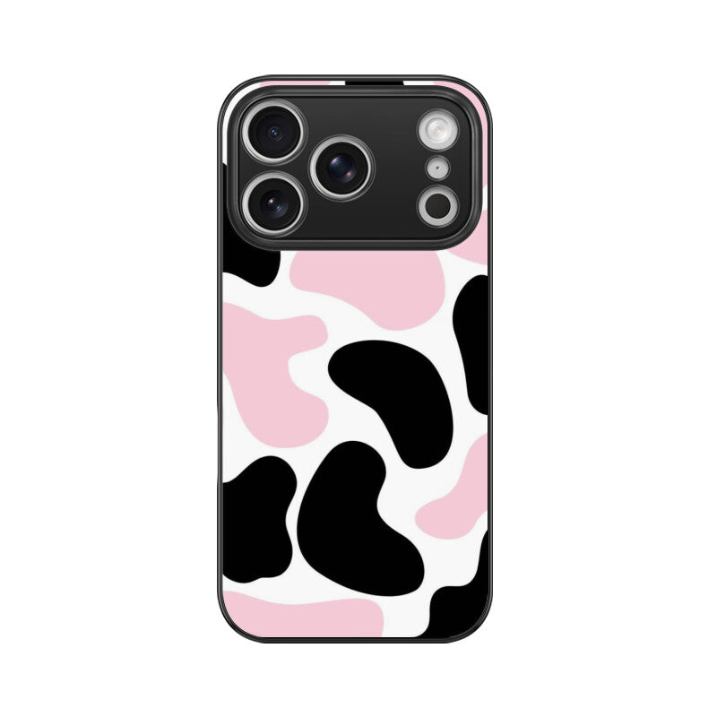 Pink Cow Print Aesthetic Glass Case