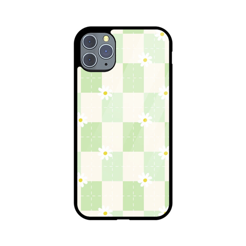 Green Checkerboard Daisy Glass Case