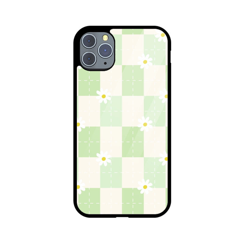 Green Checkerboard Daisy Glass Case