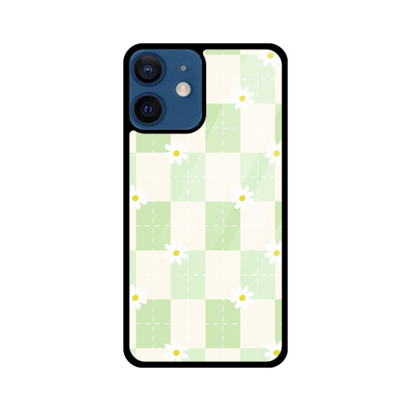 Green Checkerboard Daisy Glass Case