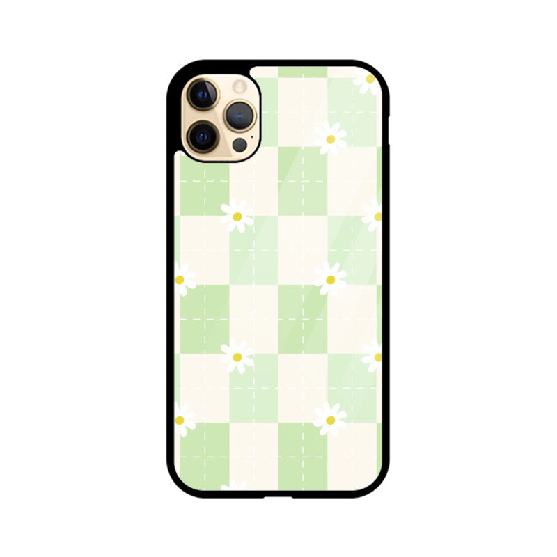 Green Checkerboard Daisy Glass Case