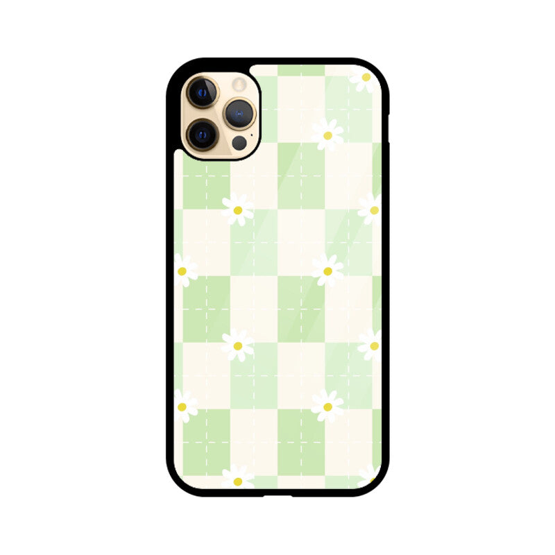 Green Checkerboard Daisy Glass Case