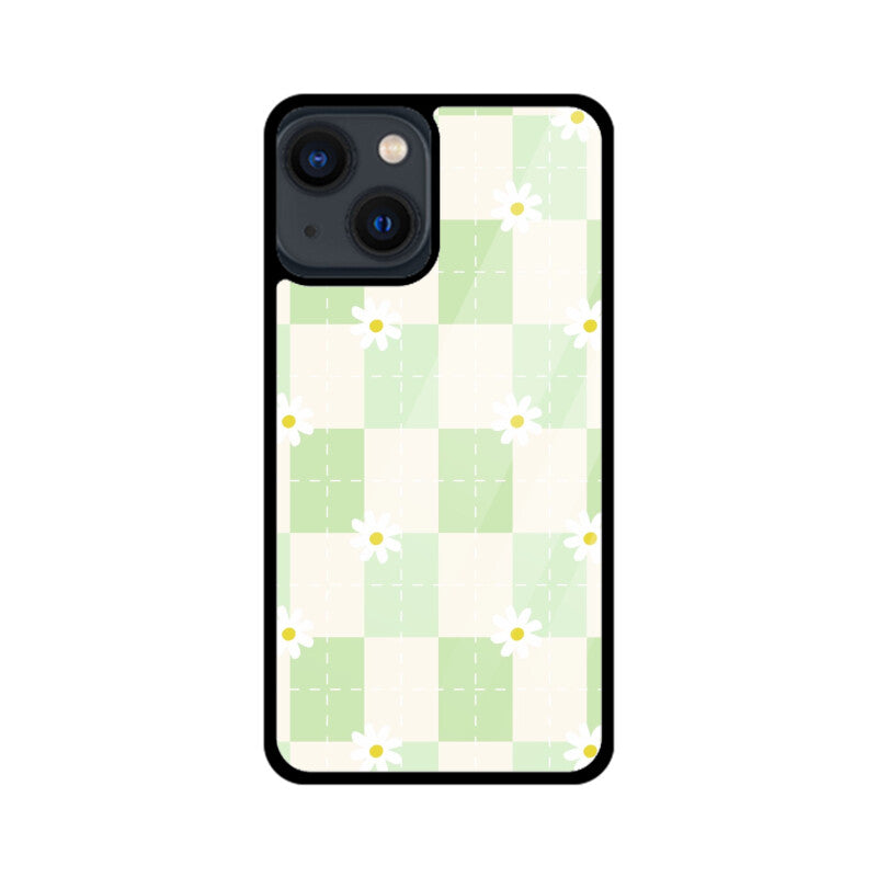 Green Checkerboard Daisy Glass Case