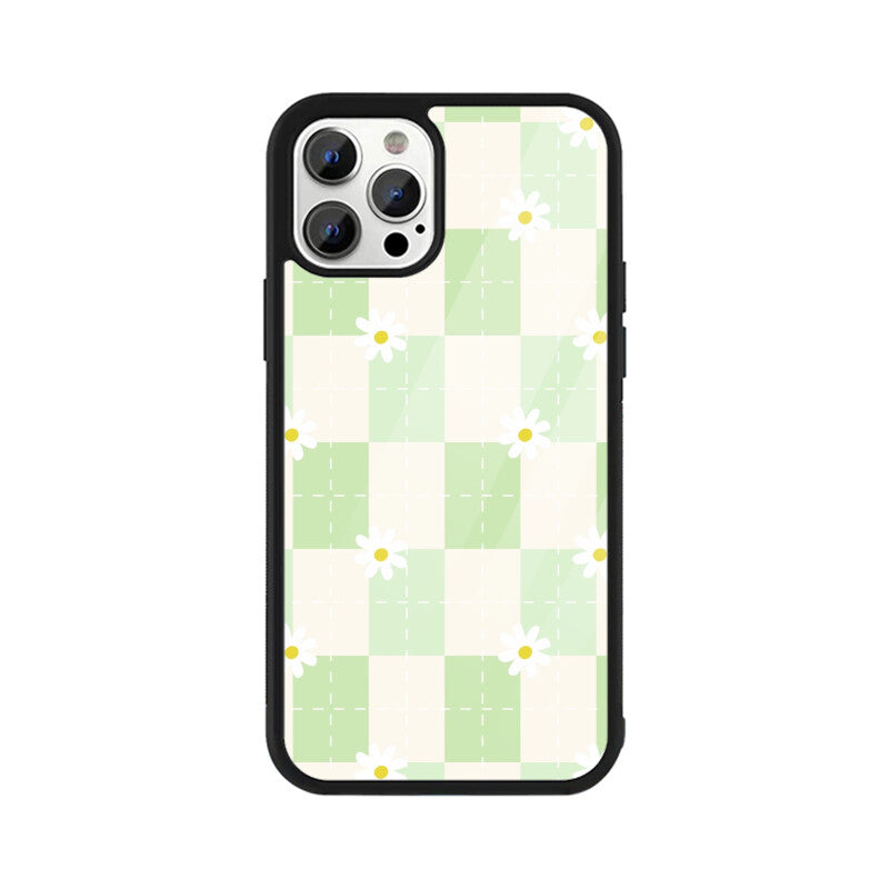 Green Checkerboard Daisy Glass Case
