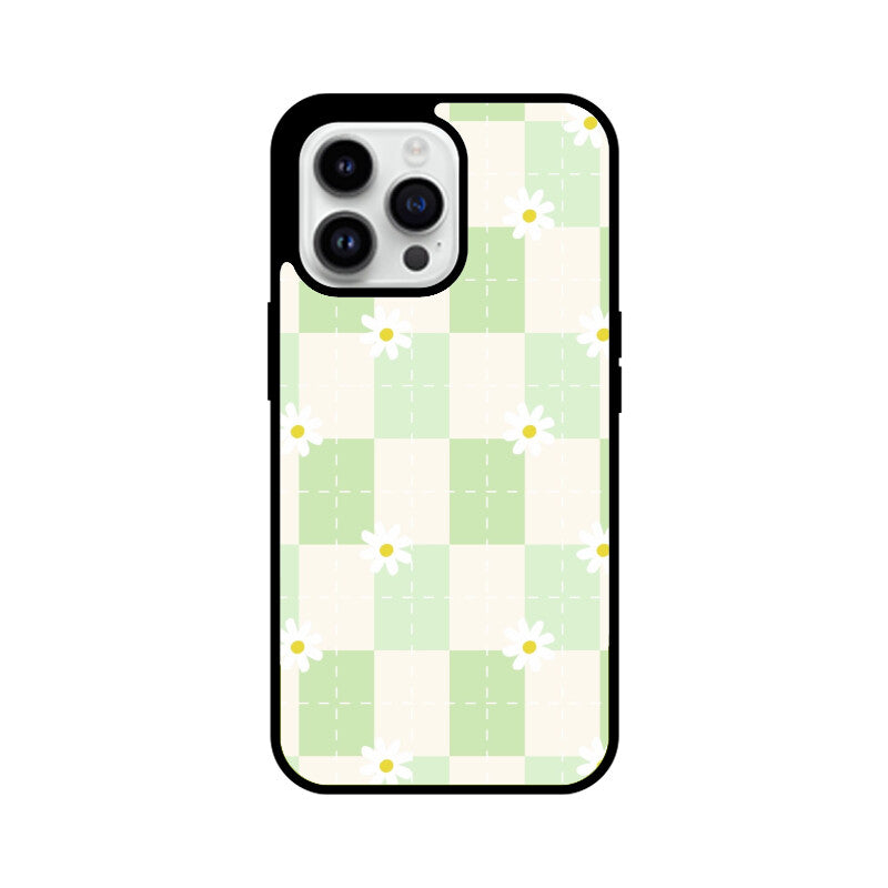 Green Checkerboard Daisy Glass Case