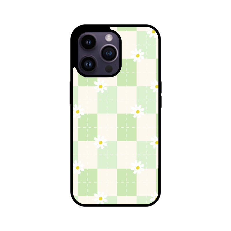 Green Checkerboard Daisy Glass Case