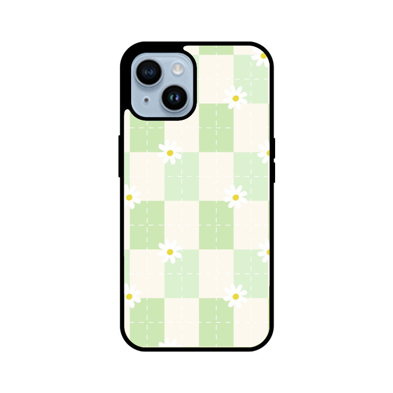 Green Checkerboard Daisy Glass Case