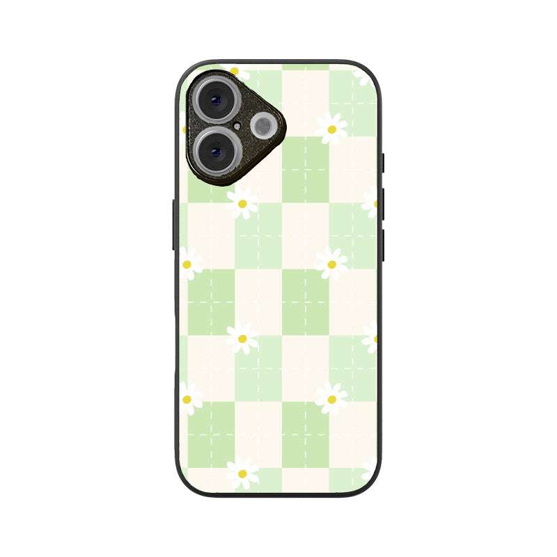 Green Checkerboard Daisy Glass Case
