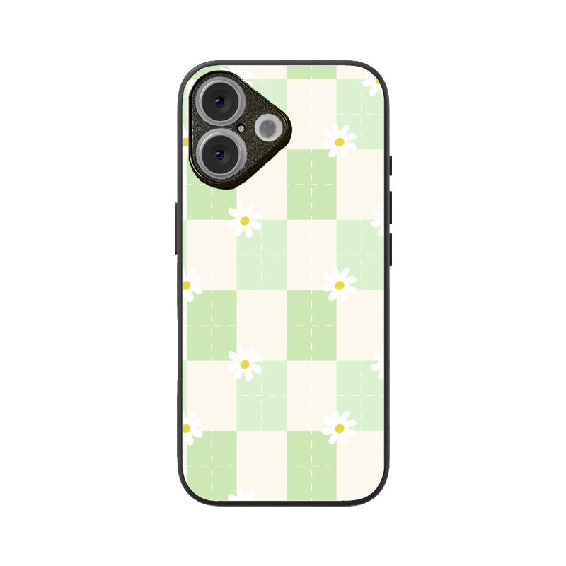 Green Checkerboard Daisy Glass Case