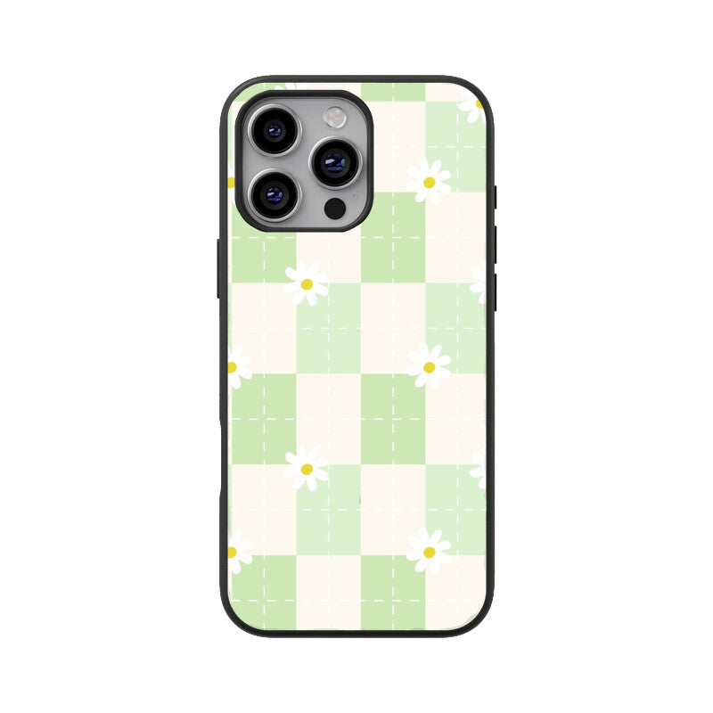 Green Checkerboard Daisy Glass Case