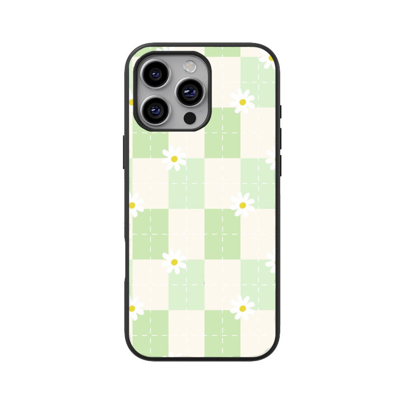 Green Checkerboard Daisy Glass Case