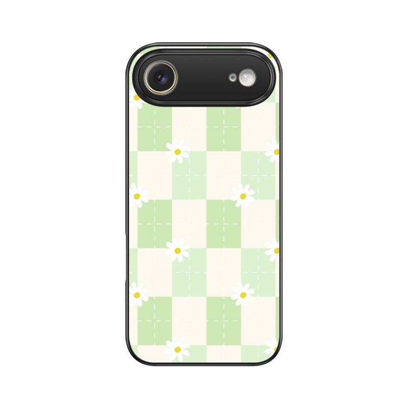 Green Checkerboard Daisy Glass Case