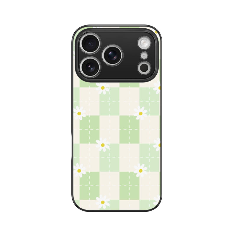 Green Checkerboard Daisy Glass Case