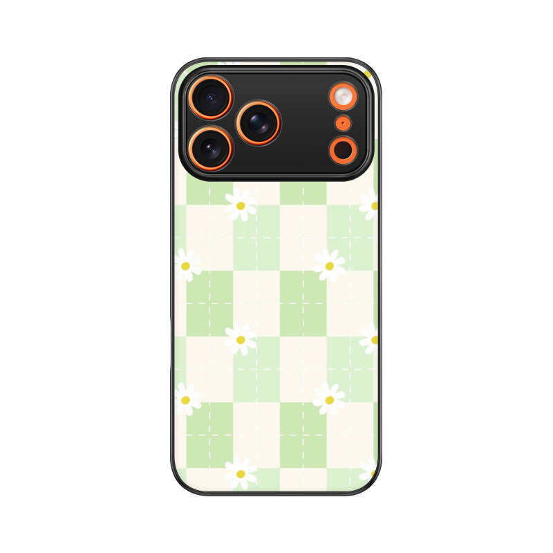Green Checkerboard Daisy Glass Case