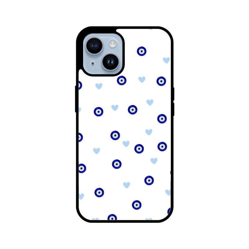 Blue Evil Eye Heart Pattern Glass Case