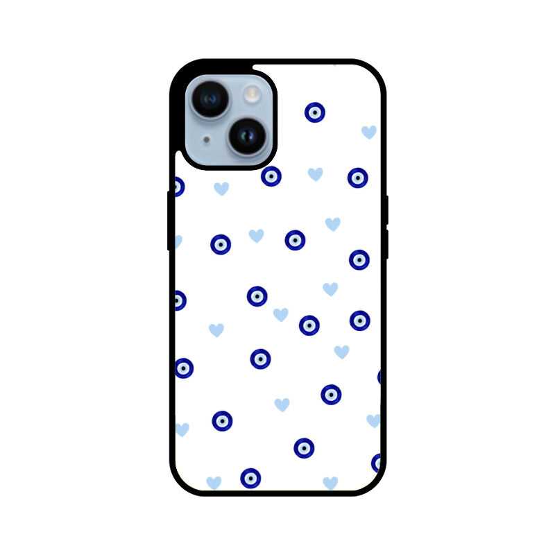 Blue Evil Eye Heart Pattern Glass Case