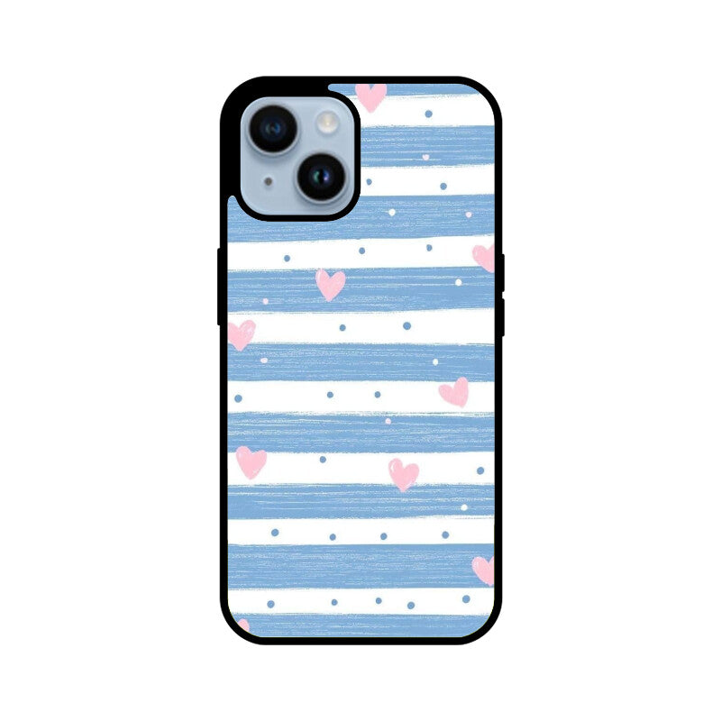 Blue Stripe Heart Glass Case