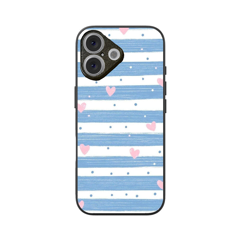 Blue Stripe Heart Glass Case