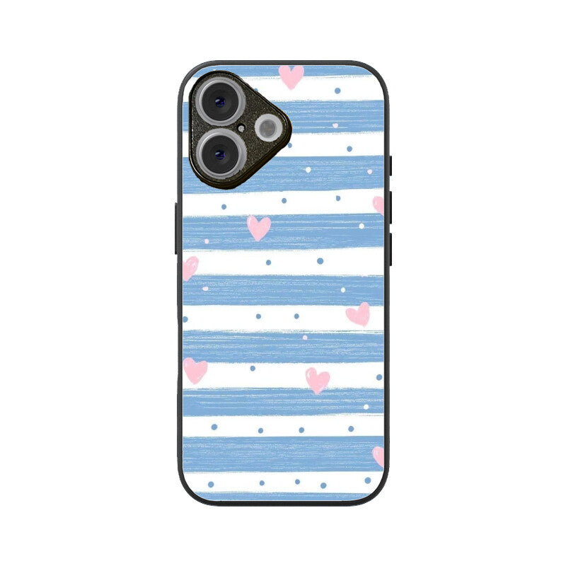Blue Stripe Heart Glass Case