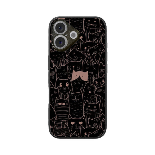 Black Cat Doodle Glass Case