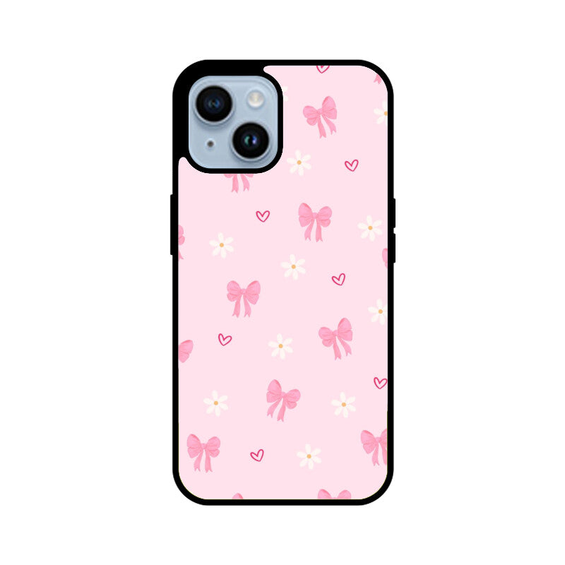 Pink Bow Floral Glass Case